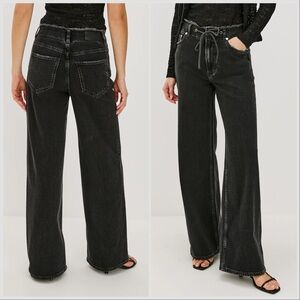 Rails Black Drawstring Wide-Leg “Angeleno” Jeans